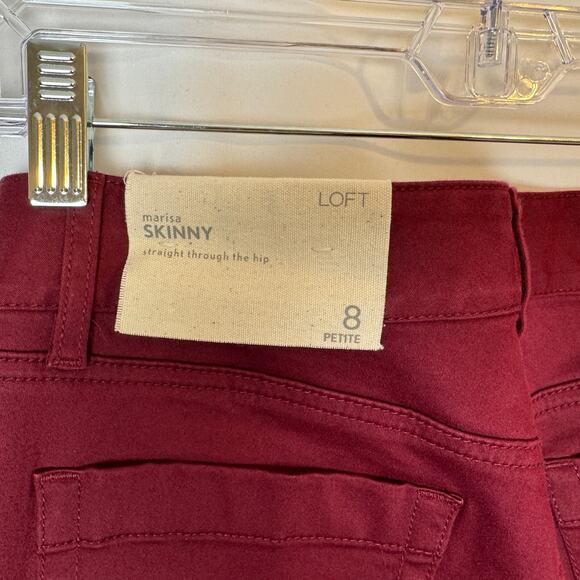 Loft Marisa Skinny Pants Zipper Ankle Burgundy Size 8P NWT - Picture 6 of 10